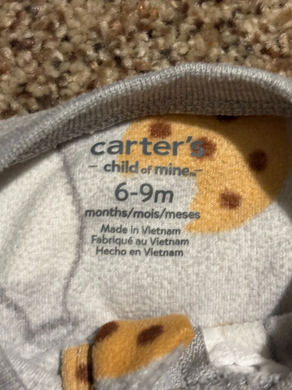 Carter's Gray Milk & Cookie and Mustard Giraffe Footed One-Pieces